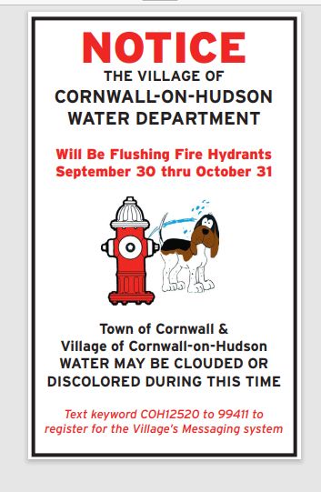 Fire Hydran Flushing 9/30-10/31